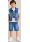 5/12 Yaş Kot(denim) Kumaş Tişörtlü Çocuk Takımı