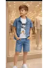 5/12 Yaş Kot(denim) Kumaş Tişörtlü Çocuk Takımı