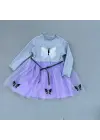 Çarpıcı Kelebek Desenli Astarlı Kız Çocuk Tütü Elbise