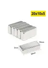 5 Adet 20x10x5 Mm Neodyum Magnet N35 Güçlü Mıknatıs Köşeli Ve Dayanıklı Nikel Kaplama