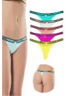 5 Adet Beli Yazılı Pamuk Kadın Tanga String Külot