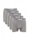 Omarı Doğal Likralı Erkek Boxer Takımı Gri Pamuklu 5 Parça
