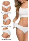 Omarı Esnek ve İz Yapmayan Kadın Dikişsiz Beyaz Külot Seti