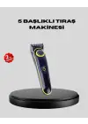 5 Başlıklı Şarjlı Tıraş Makinesi – Saç, Sakal, Burun Ve Vücut İçin Çok Fonksiyonlu Bakım Seti