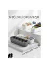 5 Bölmeli Dolap ve Çekmece İçi 2’li Set Organizer Kutusu (Gri & Beyaz)