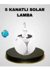 5 Kanatlı Solar Kamp Lambası – Usb Şarjlı, Taşınabilir, Ip65 Su Geçirmez Bahçe Lambası