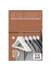 5li Lüks Beyaz Elbise Ceket Askısı - Ergonomik & Kaymaz Plastik Askı Seti -  Ahşap Görünümlü