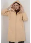 5138 Kapitone Uzun Şişme Mont - Bej