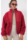 5194 Peluş Mont Ceket - A.Bordo