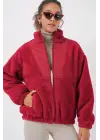 5194 Peluş Mont Ceket - A.Bordo