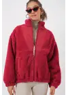5194 Peluş Mont Ceket - A.Bordo