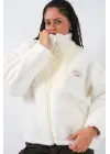 5194 Peluş Mont Ceket - Ekru