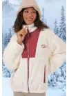 5194 Peluş Mont Ceket - Kiremit