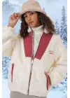 5194 Peluş Mont Ceket - Kiremit