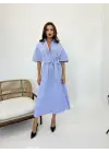 5318 ELBİSE-MAVİ BEYAZ ÇİZGİLİ