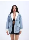 Omarı Modern Mavi Kot Ceket Stili