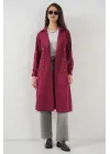 5853 Kruvaze Yaka Trençkot - Bordo