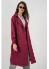 5853 Kruvaze Yaka Trençkot - Bordo