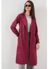 5853 Kruvaze Yaka Trençkot - Bordo