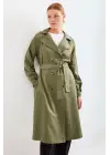 5853 Kruvaze Yaka Trençkot - Haki
