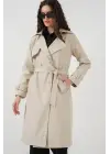 5918 Kruvaze Yaka Trençkot - Bej