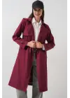 5918 Kruvaze Yaka Trençkot - Bordo