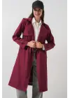5918 Kruvaze Yaka Trençkot - Bordo