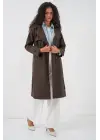 5918 Kruvaze Yaka Trençkot - C. Kahverengi