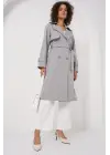 5918 Kruvaze Yaka Trençkot - Gri