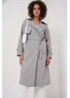 5918 Kruvaze Yaka Trençkot - Gri