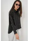 5924 Gümüş Çizgili Gömlek - Siyah