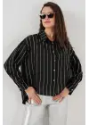 5924 Gümüş Çizgili Gömlek - Siyah