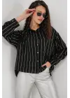 5924 Gümüş Çizgili Gömlek - Siyah