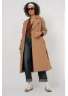 5936 Kruvaze Yaka Trençkot - Bisküvi