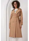 5938 Kruvaze Yaka Trençkot - Camel