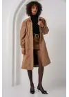 5939 Astarlı Uzun Trençkot - Camel