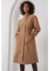 5939 Astarlı Uzun Trençkot - Camel