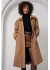 5939 Astarlı Uzun Trençkot - Camel