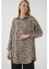 5944 Desenli Uzun Gömlek Tunik - Bej
