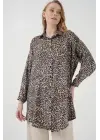 5944 Desenli Uzun Gömlek Tunik - C. Kahverengi