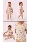 6/18 Ay Baskılı Zıbınlı Penye Bebek Takımı