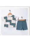 6/18 Ay Geometrik Baskılı Oversize Bebek Takımı