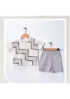 6/18 Ay Geometrik Baskılı Oversize Bebek Takımı