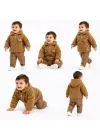 6/24 Ay Deri Detaylı Ceketli Kuzu Bebek Takımı