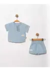 6/24 Ay İp Yakalı Müslin Kumaş Bebek Takımı