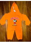 Omarı Sevimli Köpek Desenli Bebek Takımı Turuncu Renkli