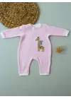 Yeni Doğan Kız Bebek Tulumu Eğlenceli Animal Nakışlı