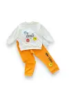 Omarı Sevimli Emoji Desenli Erkek Bebek Takımı - Turuncu