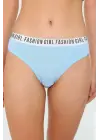 6 Adet Beli Yazılı Lastik Pamuk Kadın Külot