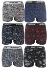 6 Adet Likralı Erkek Boxer Karışık Desenli Pamuklu